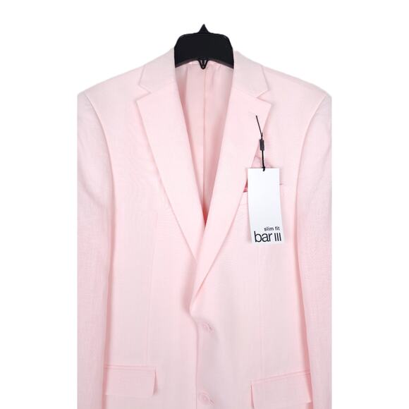 Bar III Men's Slim-Fit 100% Linen Suit Jacket Pink 40R NWT - Picture 4 of 7